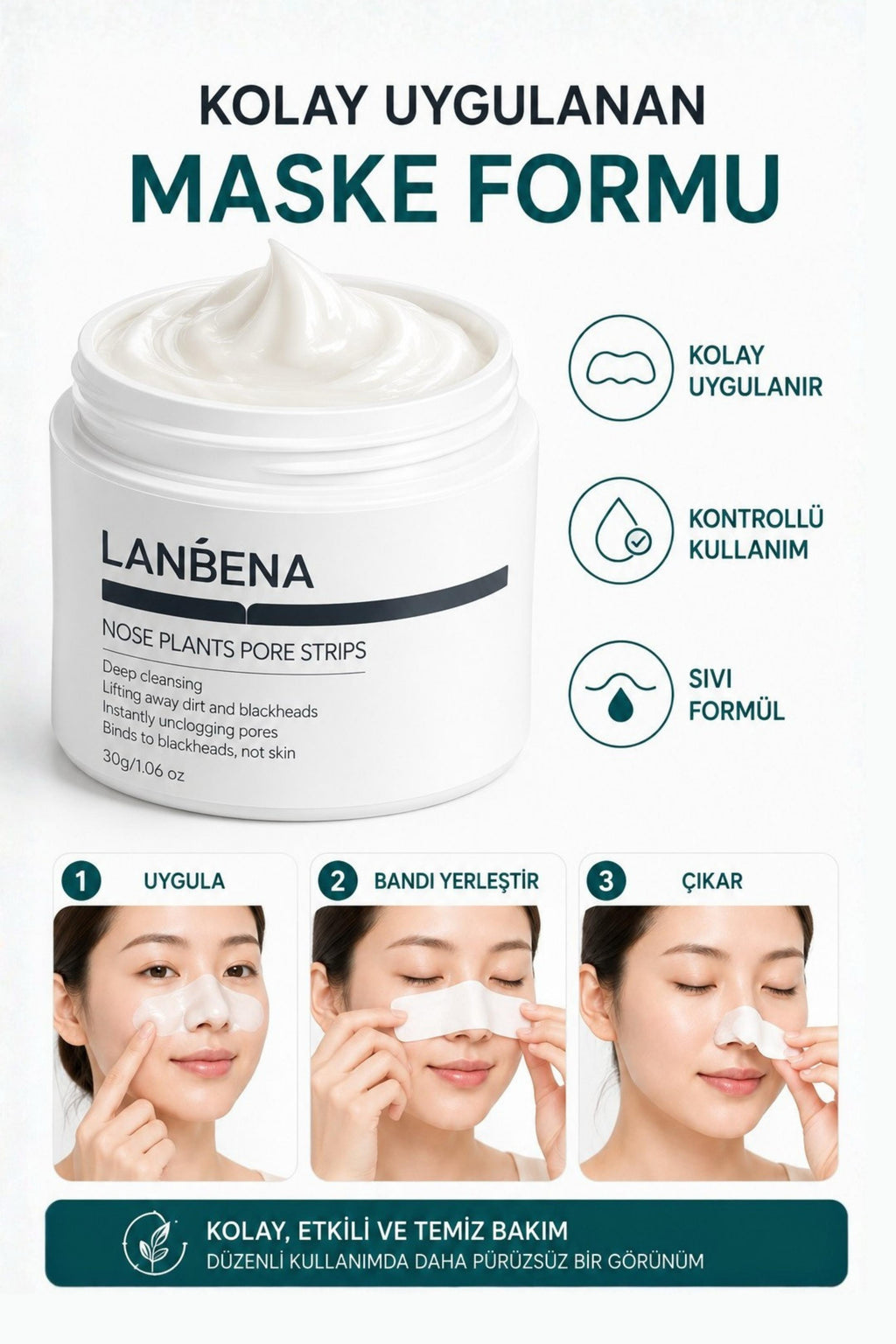 Siyah Nokta Maskesi & 60 Adet Siyah Nokta Bandı Nose Plants