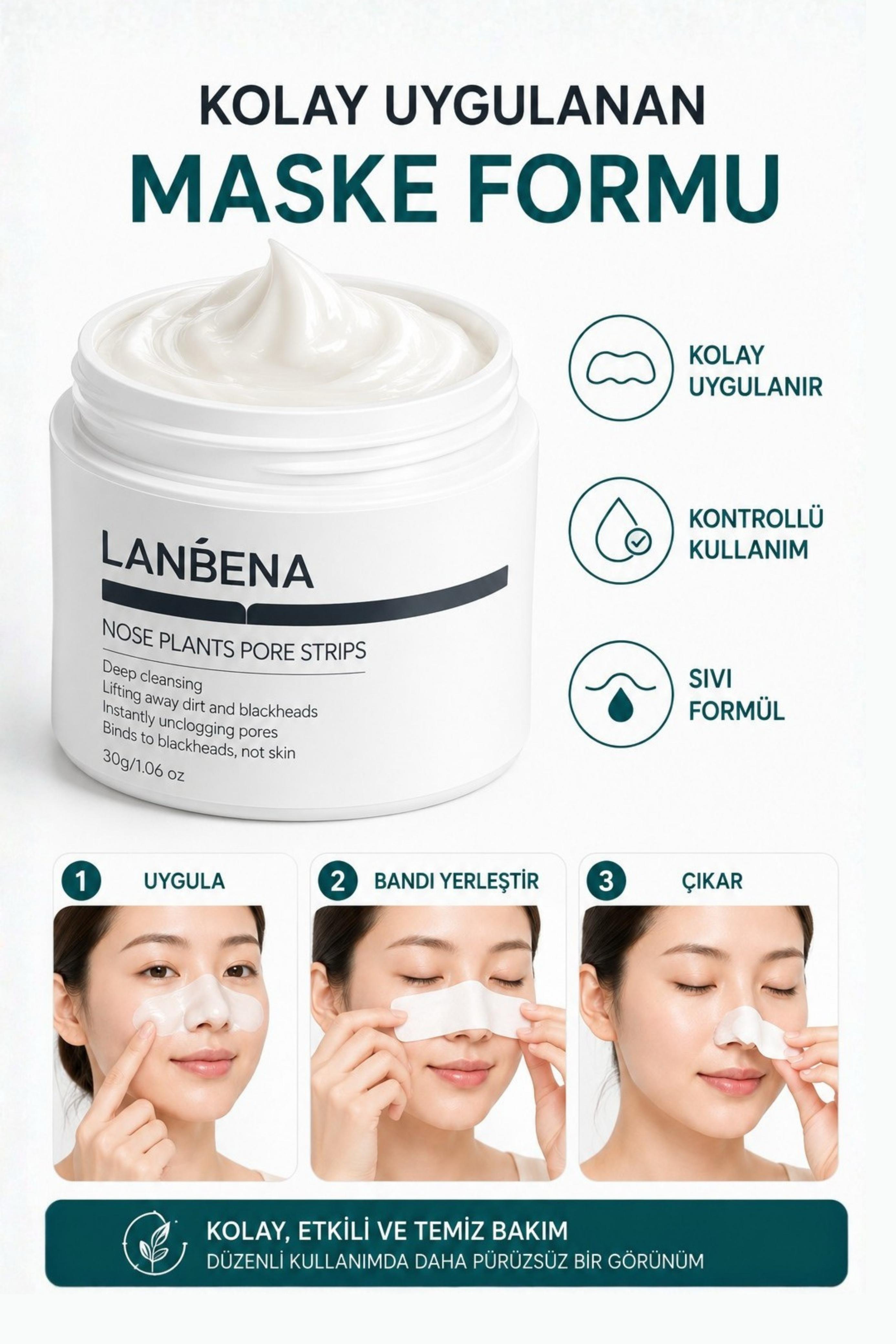 Siyah Nokta Maskesi & 60 Adet Siyah Nokta Bandı Nose Plants
