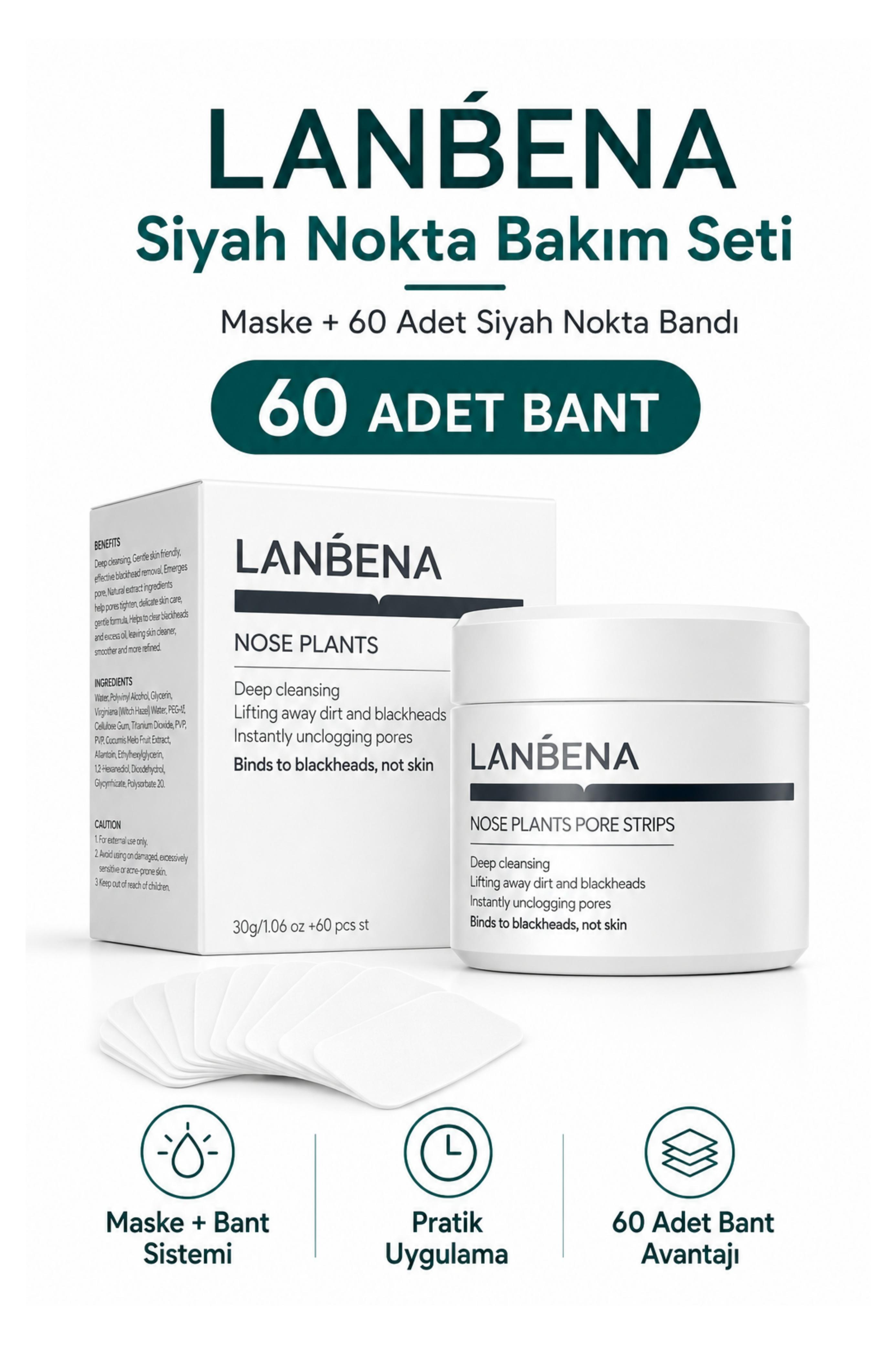 Siyah Nokta Maskesi & 60 Adet Siyah Nokta Bandı Nose Plants